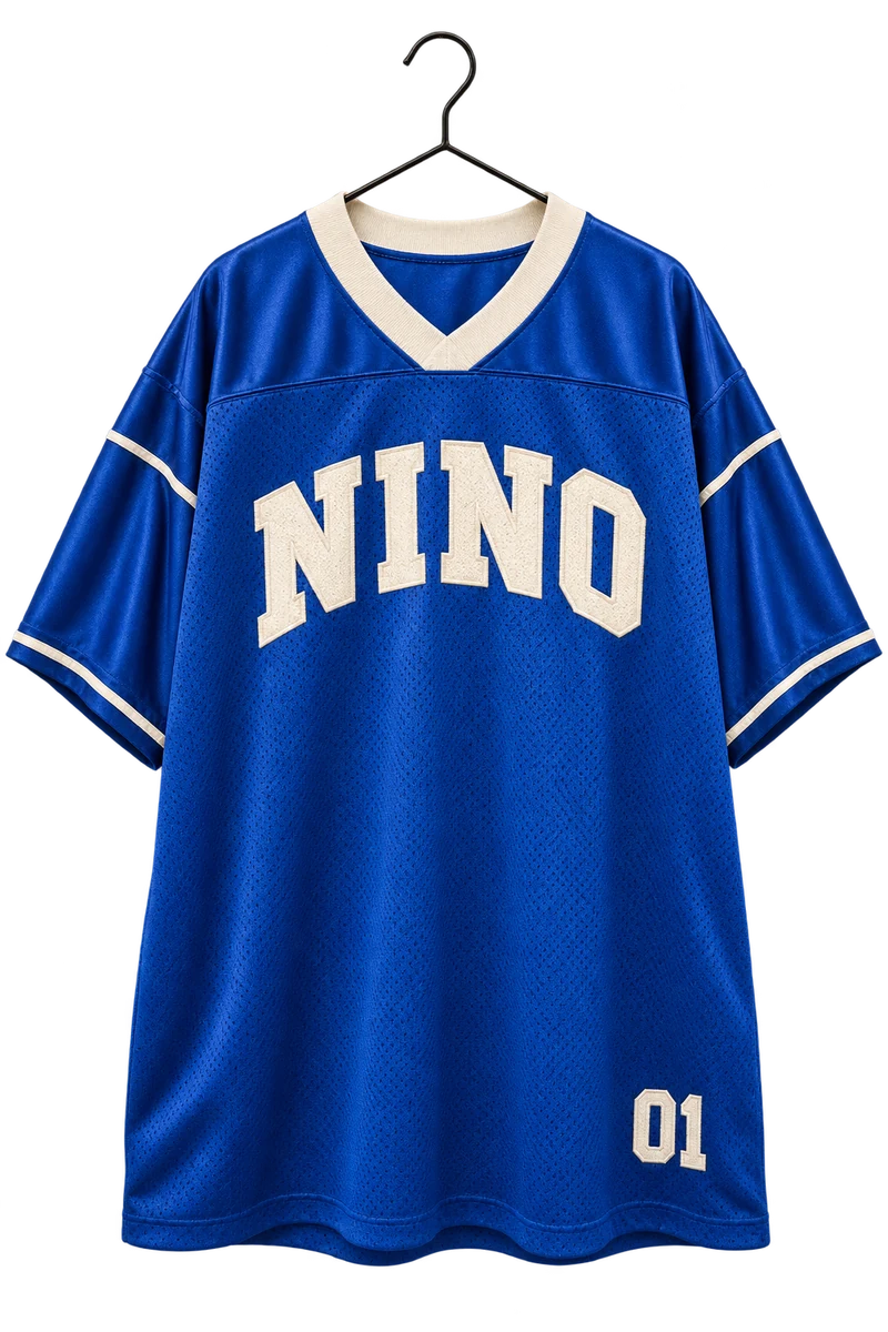 Nino Clothiers cobalt jersey front